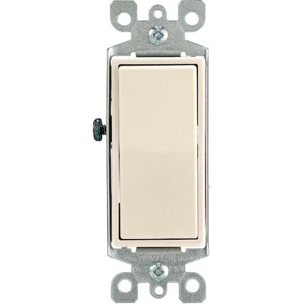 Decora Illuminated Rocker Light Almond 15A Grounded 3-Way Switch